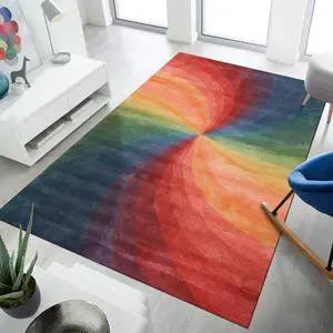 EORC T162MU4X6 Hand-tufted Wool Swirl Rug, 4' x 6', Lollipop