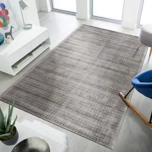 Handwoven Viscose Silver Contemporary Solid Milano Rug, Made in India