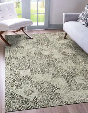 Hand-Tufted Wool Multi-Colored Gray Transitional Geometric Modern Tufted Rug, Made in India