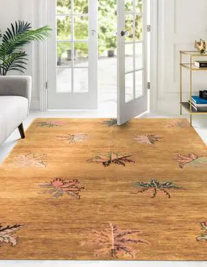 Handmade Wool Brown Transitional All Over Ningxia  Rug, Made in India