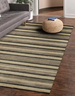 Handmade Wool Multi-Colored Transitional Stripe Lori Toni Rug, Made in India