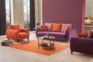 EORC DM12RT56X8 Handmade Wool Reversible Modern Moroccan Kilim Rug, 5'6 x 8', Orange