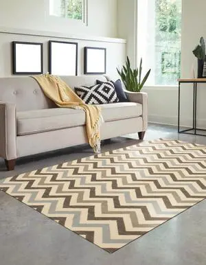 EORC DM79MU12X15 Handmade Wool Flatweave ReversibleChevron Rug, 12' x 15', Multicolored