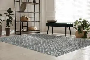 Handwoven Wool Black Contemporary Geometric Punja Kilim Rug, Made in India