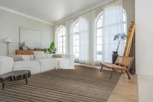 Handwoven Polyester Rust Contemporary Stripe Reversible Striped Flatweave Rug, Made in India