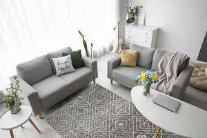 Handwoven Wool Charcoal Contemporary Geometric Punja Kilim Rug, Made in India