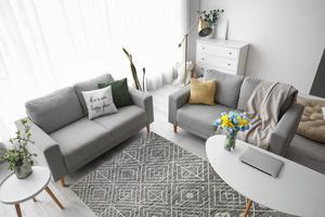 Handwoven Wool Charcoal Contemporary Geometric Punja Kilim Rug, Made in India