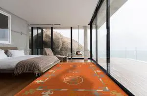 EORC OSK2RT10X14 Handmade Wool Suzani Kilim Rug, 10' x 14', Rust