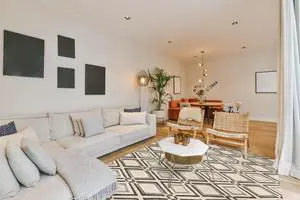 Handmade Wool Gray Contemporary Geometric Raga Rug, Made in India