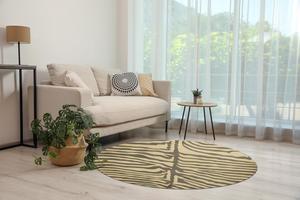 Hand-Tufted Wool Round Gray Transitional Stripe Modern Tufted Rug, Made in India