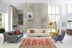 Hand Knotted WOOL Rust Traditional Geometric Modern Knotted Rug, Made in India