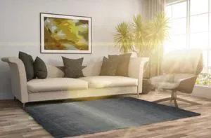 Handmade Wool Gray Transitional Stripe Horizon Rug, Made in India