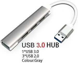 4 Ports USB Hub 3.0 Extender Type C to USB Splitter for Laptop Accessories OTG Multi Docking Station for Macbook 14 Pro Air PCColor: Gray (USB3.0 HUB Gray)