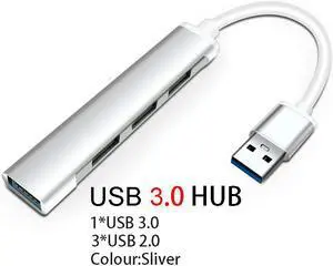 4 Ports USB Hub 3.0 Extender Type C to USB Splitter for Laptop Accessories OTG Multi Docking Station for Macbook 16 Pro Air PCColor: Green (USB3.0 HUB Silver)