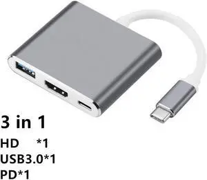 USB C HDMI-compatible hub Type C to VGA Thunderbolt 3 Dock for MacBook Samsung S9/S8 Huawei Mate 20 P22 Pro USB-C HD VGA HUBLength: Other (10CM)
Color: Blue (3 in 1 hub)