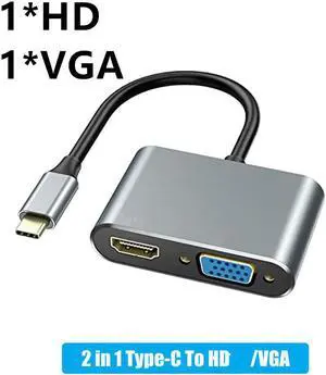 USB C HDMI-compatible hub Type C to VGA Thunderbolt 3 Dock for MacBook Samsung S9/S8 Huawei Mate 20 P23 Pro USB-C HD VGA HUBLength: Other (10CM)
Color: Grey (2 in 1 hub)