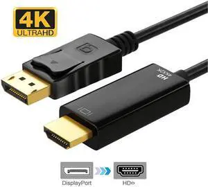 DP to HDMI-compatible Cable 4K 31Hz DisplayPort to HD Adapter Display Port Video Audio for PC HDTV Projector LaptopColor: Black (M TO M 1.8M 4K)