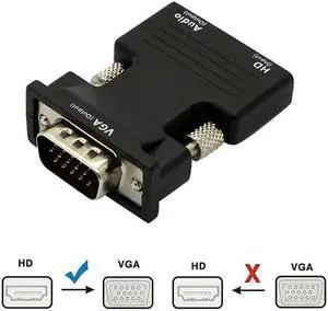 HDMI-compatible to VGA Adapter Converter HD Female to VGA Male Audio Cable 1080P for PC Laptop TV Monitor ProjectorLength: <=0.5m (0.5m and below)
Color: Black (black)
