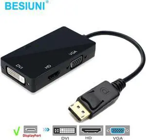3 in 1 DisplayPort DP To HDMI-compatible DVI VGA Adapter Cable 1085P Converter Connector For PC Projector Laptop HDTVLength: 0.5m and below (25cm)
Color: Black (DP to all in one)