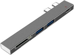 USB C Hub With SD/TF Card Reader Type C Dock Adapter Compatible For Apple MacBook Pro Laptop PC ExtenderColor: Grey