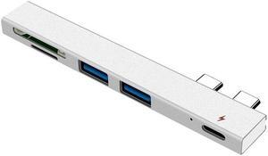 USB C Hub With SD/TF Card Reader Type C Dock Adapter Compatible For Apple MacBook Pro Laptop PC ExtenderColor: Other (Silver)