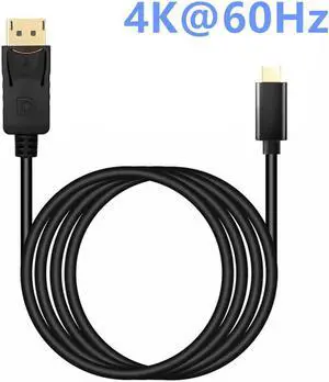 USB C to DisplayPort 4K@60HZ Thunderbolt 3 to DP for MacBook Pro 2019/2018 ipad pro Surface Book Dell XPS Sumsang S10 Note 10 DexColor: Black (type c to dp male)