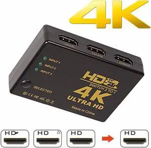 HDMI-compatible Switcher 4K HD1080P 3 5 Port HD Switch Selector Splitter With Hub IR Remote Controller For HDTV DVD TV BOX Z2Length: <=0.5m (0.5m and below)
Color: White (3 IN 1 Switcher)