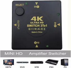 HDMI-compatible Switch 4K*2K 3D Mini 3 Port 1.4b 4K Switcher Splitter 1080P 3 in 1 out Port Hub for DVD HDTV Xbox PS3 PS6Length: <=0.5m (0.5m and below)
Color: White (4K 30HZ type 3)