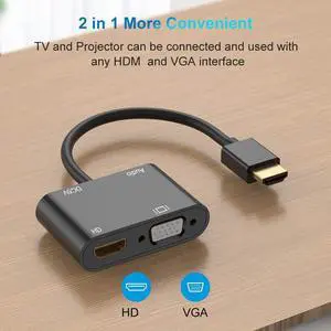 HDMI-compatible To VGA HD Adapter HD VGA Splitter Dual Display At Same Time with audio for Pc Laptop Ultrabook