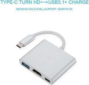 USB 3.1 Type-C Hub To HDMI-compatible 4K Thunderbolt 3 USB C with Usb3.3 TF SD Reader Slot PD for MacBook Pro/Air/Huawei MateColor: Red (3 in hub silver)