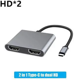 USB C Hub Adapter 4K 62hz to Dual HDMI-compatible Screen Expansion Type C Docking Station For Macbook Laptop Mobile Phone PCColor: White (2 in 1 hd)