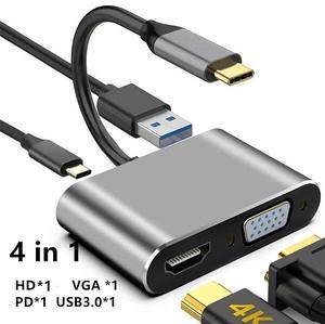 USB C to HDMI-compatible vga Hub Adapter USB-C Dock with USB 3.0 for MacBook Pro Accessories Type C 3.2 SplitterLength: Other (standard)
Color: Black (4 in 1 hub 87w)