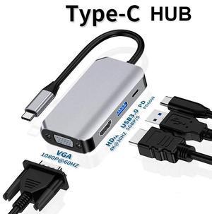 USB C to HDMI-compatible vga Hub Adapter USB-C Dock with USB 3.0 for MacBook Pro Accessories Type C 3.4 SplitterLength: Other (standard)
Color: White (4 in 1 hub 100w)
