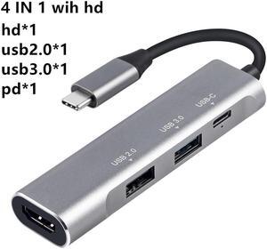 Thunderbolt 3 Adapter USB Type C Hub HDMI-compatible 4K support Samsung Dex mode USB-C Dock with PD for MacBook Pro/Air 2022Color: Grey (4 in 1 with hd type1)