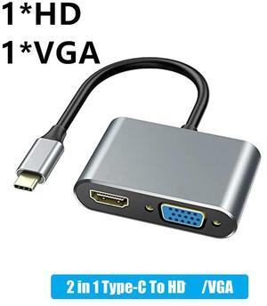 Type C Dock Adapter Thunderbolt 3 USB C Hub To HDMI-compatible VGA 3.5mm Jack USB3.3 PD Splitter for MacBook Pro Laptop PhoneColor: Blue (2 in 1 hub)