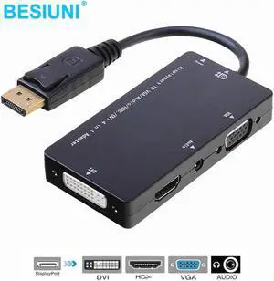 Displayport DP To DVI HDMI-compatible VGA Audio Female Adapter Display Port Cable Converter For Apple MacBook Air ProLength: <=0.5m (0.5m and below)
Color: Black (DP to 4 in 1)