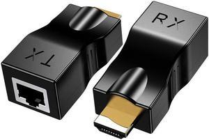 30m RJ45 4K HDMI-compatible Extender Extension CAT5e Cat6 Network Ethernet LAN for HDTV HDPC DVD PS4 STBColor: Black (black)