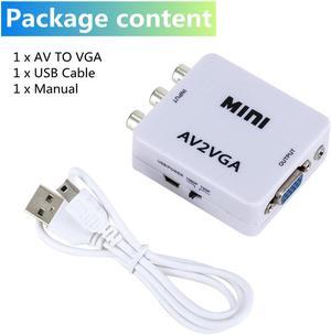 1080P Mini Video Convertor RCA AV to VGA Video Converter Conversor with 3.5mm Audio AV2VGA / CVBS + Audio to PC HDTVColor: Black (AV to VGA)