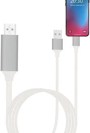 Lighting to HDMI-compatible Splitter Cable Converter 1082P Digital AV Adapter Phone Accessories for iPhone iPad To TVLength: 2m
Color: white (white)