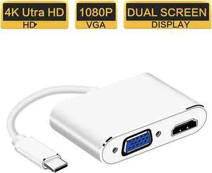 USB C To VGA HDMI-compatible Adapter 4K Type C USB-C HUB Video Converters Adapter for MacBook Pro/Air/Huawei MateLength: <=0.5m (0.5m and below)
Color:Other(2 in 1 silver)