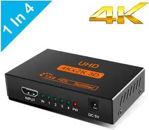 HDMI-compatible Splitter Amplifier 1080P 4K Dual Display Converter with Power for HDTV DVD PS12 Xbox HD Switch SwitcherLength: 2m (usb power)
Color: White (1 in 4 out 4K)