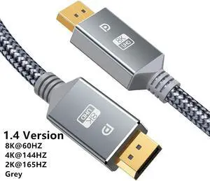 DisplayPort Cable DP 1.4 to DP Cable 8K 4K 144Hz 165Hz Display Port Adapter For Video PC Laptop TV DP 1.2 18K Display Port CableLength: 2m
Color:Other(8K DP1.4 Grey)