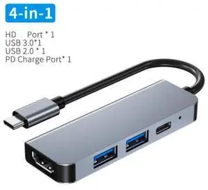 4 In 1 USB C Hub Type C To HDMI-compatible VGA DVI USB 3.0 Adapter Cable for Laptop Apple Macbook Google Chromebook PixelLength: <=0.5m (0.5m and below)
Color: White (4 in 1 hub)
