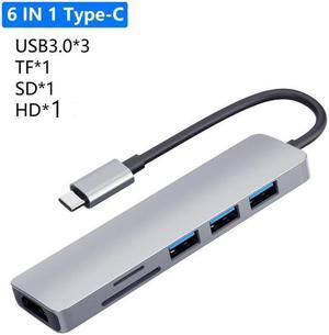 USB C Hub Type C to 4K HDMI-compatible USB C 3.0 Dock SD TF Card Reader Adapter Hub for MacBook Samsung S21 Dex Xiaomi 10 TV PS5Color: Beige (6 in 1 type 2)
