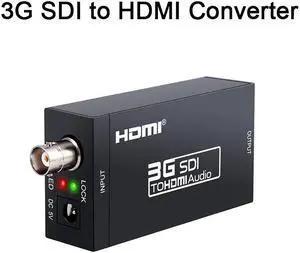SDI to HDMI-compatible Converter Adapter SDI/HD-SDI/3G-SDI Adapter SDI Adapter Support 1080P for Camera Home TheaterColor: Black (SDI TO HD)
