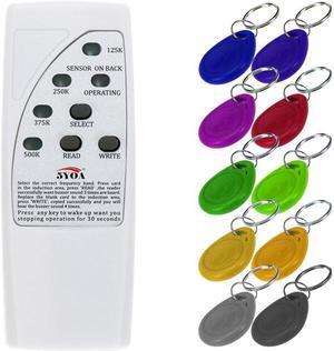 Handheld Rfid Card Reader Writer 125KHz Copier Duplicator ID Tags Programmer With Light Indicator EM4305 T5577 Key Card Keyfob(with 10 keys)