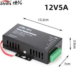 Access Control Power Supplier Transformer DC 12V 3A Door system Switch AC 110~240V Delay time max 15s High Quality Control(Black 5A)