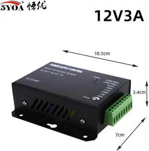 Access Control Power Supplier Transformer DC 12V 3A Door system Switch AC 110~240V Delay time max 15s High Quality Control(Black 3A)
