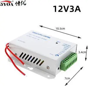 Access Control Power Supplier Transformer DC 12V 3A Door system Switch AC 110~240V Delay time max 15s High Quality Control(White 3A)