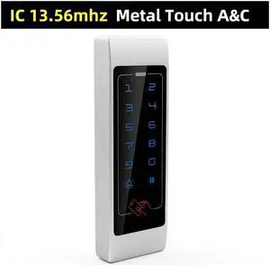 Metal Touch Access Control System RFID Keypad Electric Door Lock Magnetic Controller ID 125khz IC 13.56mhz(Silver IC narrow)